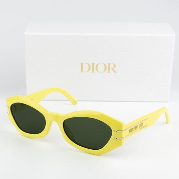 NEW Dior DIORSIGNATURE B1U 66C0 Shiny Yellow Green Women Sunglasses - Picture 1 of 14